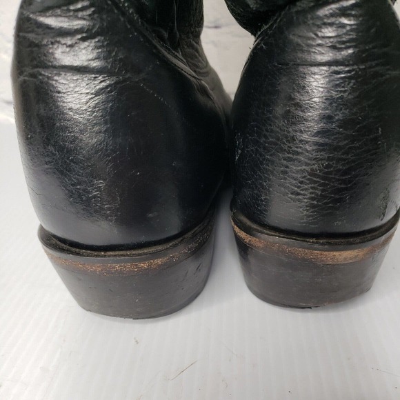 Men\'s Lucchese‎ Black Calf Leather Western Boots M1020 B4 Handcrafted Size 9.5 D